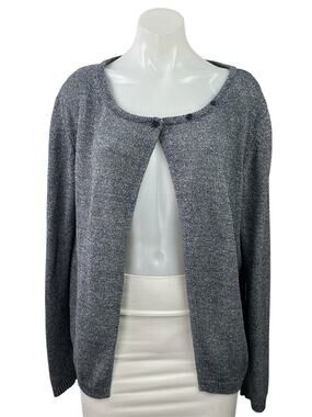 Massimo Dutti Women's Blue Gray Knit Button Long Sleeve Cardigan Sweater Top XL